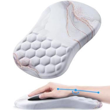 Imagem de Laokiiy Mouse pad suporte de pulso, mouse pad ergonômico com descanso de pulso, mouse pad de computador confortável para laptop, mousepad para alívio da dor com base de poliuretano antiderrapante branco