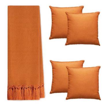 Imagem de Kit Manta para Sofá Grande 3,00m com 4 Capas de Almofada Decorativas -