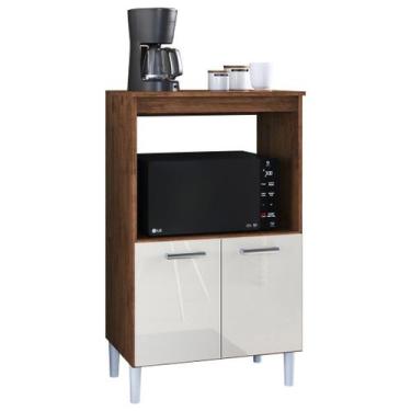 Imagem de Balcão Cozinha Multiuso 65cm Forno e Microondas 2 Portas Armário Off W