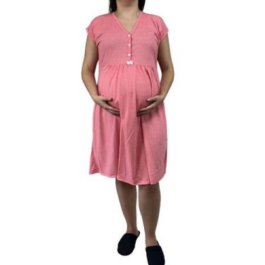 Imagem de Camisola Linda Gestante Maternidade Plus Size Amamentação Manga Curta.