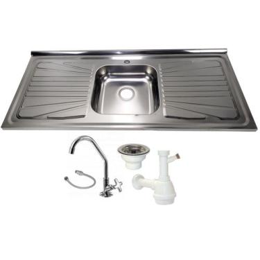 Imagem de Pia Inox Fabrinox PS1200 120x52cm, cuba central, kit completo