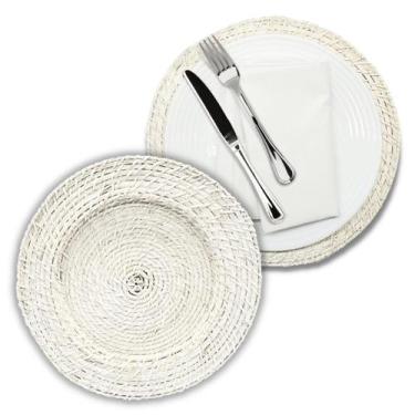 Imagem de Kit 6 Sousplat Redondo Jogo Americano Rattan Bambu Resistente Natural 
