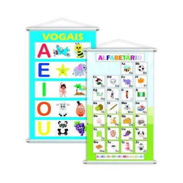 Imagem de Vogais + Alfabetário Língua Portuguesa Kit 2 Banners Grande - Plimshop