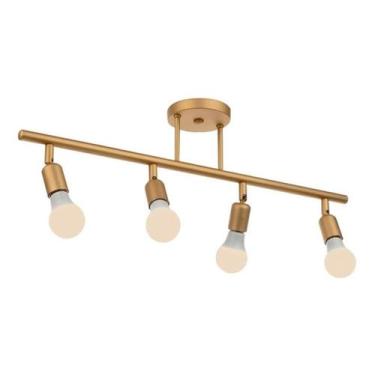 Imagem de Spot Trilho Com 4 Lâmpadas Sobrepor Direcionável E27 Dourado - Om Luz