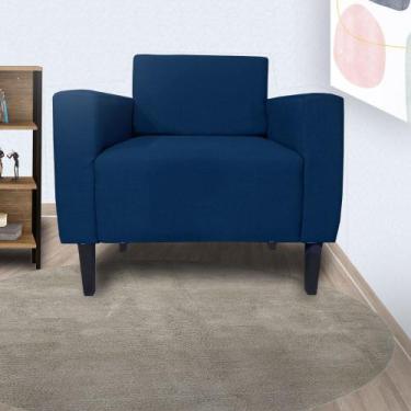Imagem de Poltrona Estofada Para Quarto Closet Leticia Slim Suede Azul Marinho -