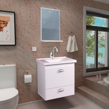 Imagem de Gabinete de Banheiro com Espelheira Kit Guarulhos 50cm Branco