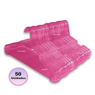 Imagem de Cabide Infantil Criança Pequeno Acrílico Cristal Rosa Kit 50 Peças - F