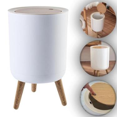 Imagem de Lixeira 8 Litros Retrô Tampa Banheiro Escritório Cozinha Sala Cesto Li