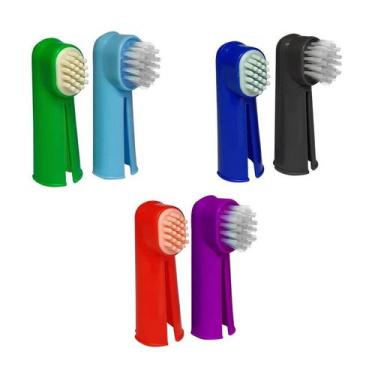 Imagem de Kit Dental Napi com 2 Dedeiras para Cães e Gatos - Cores Sortidas