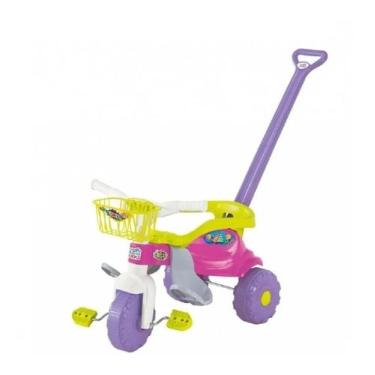Imagem de Carrinho de Passeio Triciclo Infantil Tico-Tico Festa Rosa Com Aro - M