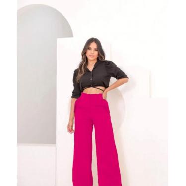 Imagem de Calça Pantalona Alfaiataria Moda Feminina Tendência cintura Alta - Vit