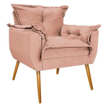Imagem de Kit 02 Poltronas e Puff Opala Palito Mel Suede Rosê - KDAcanto Móveis