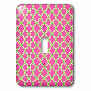 Imagem de 3dRose Capa para interruptor de luz rosa e verde limão lsp_165917_1 padrão quatrefoil