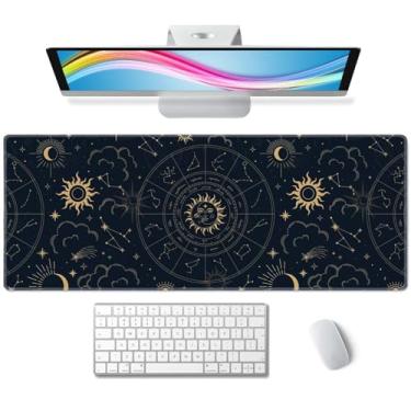 Imagem de Tapete de mesa de roda Zodiac preto tapete de mouse pad grande tapete de mesa em cima de mesas, laptop, computador, teclado, mouse tapete, mesa completa, mousepad para jogos, GG, 70 x 29 cm, tapete de