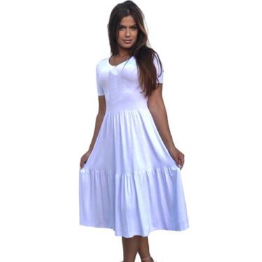 Imagem de Vestido Feminino Casual Saia Duas Marias Mídi Com Decote Em V - Gisele