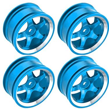 Imagem de 4Pcs Vgoohobby Metal Wheel Rims 12mm Hex Hub 5-Spoke Width 26mm Compatible with 1/10 Tamiya Kyosho HSP HPI Traxxas RedCat Sakura 1/10 On-Road Racing Touring RC Drift Car (Blue)