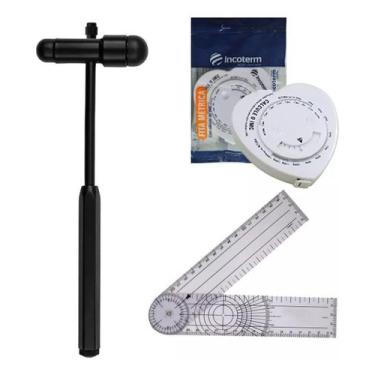 Imagem de Kit Fisioterapia Goniometro Grande Martelo Buck Trena Imc - BIC