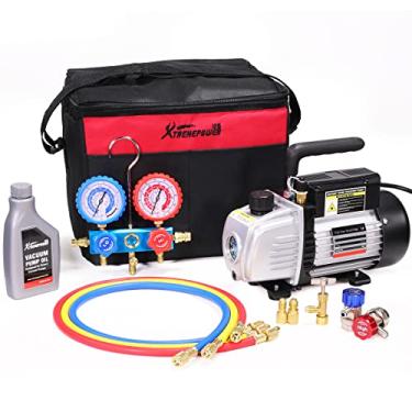 Imagem de XtremepowerUS 3.5CFM 1/4HP HVAC Bomba de vácuo R134a R12 R22 R410a A/C Conjunto de refrigeração AC Manifold Gauge R134 Can Tap Carry Tote