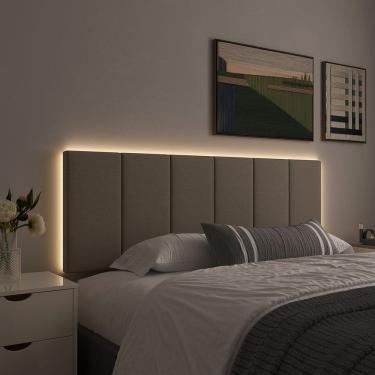 Imagem de Cabeceira de Cama Casal Com LED 1,40 cm Tecido Linho