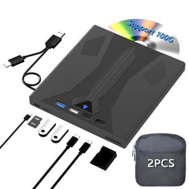 Imagem de 8 em 1 Blu-Ray Drive, USB 3.0 e Tipo-C Blu Ray Burner Portátil Blu Ray DVD/CD/BD Player, suporta disco 100G 3D Optical Bluray Drive compatível com Windows Macos para MacBook Laptop Desktop