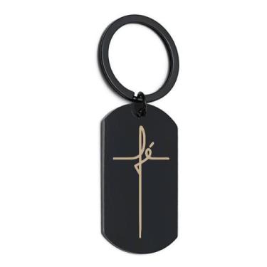 Imagem de Chaveiro Cruz Da Fé Evangélico Inox Personalizado 4 Cores - LUALKI STO