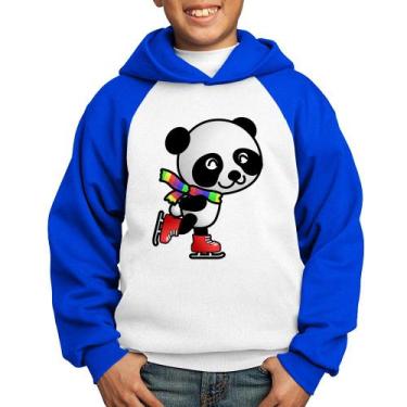 Imagem de Moletom Infantil Panda de Patins - Foca na Moda, Branco, Azul, 10