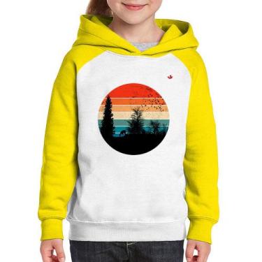 Imagem de Moletom Infantil Floresta Vintage Sunset - Foca na Moda, Branco, Amare
