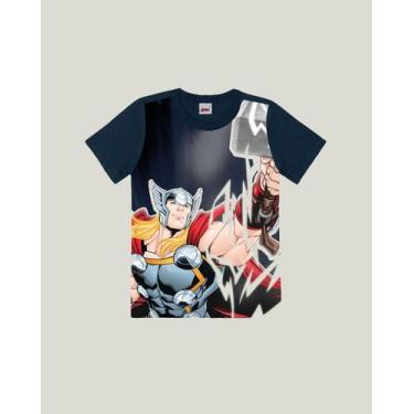 Imagem de Camiseta Infantil Manga Curta Vingadores Malwee Ref. 83165, 6, Azul ma