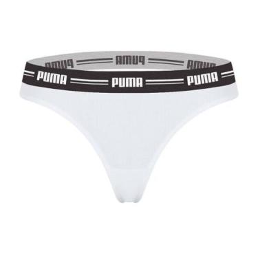 Imagem de Calcinha Puma Fio Dental Feminina, Branco, Preto, GG