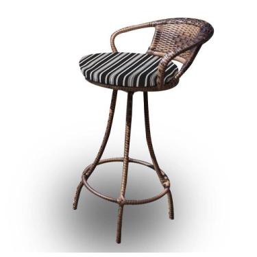 Imagem de Banqueta Giratória em Fibra Sintética - Tecido  Friso Preto - Fibra Ar