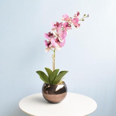 Imagem de Arranjo Orquídea Artificial Rosa no Vaso Bronze M  Formosinha