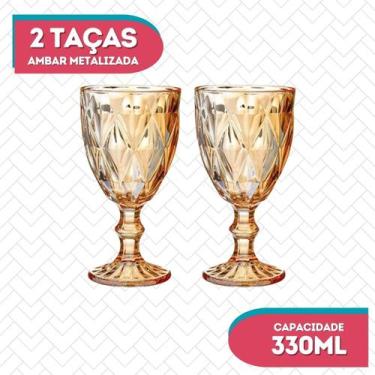 Imagem de 2 Taças Ambar Diamante Vidro 330ML Elegância Buffet / Drinks - Class H