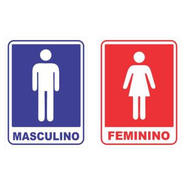 Imagem de Placa banheiro masculino e feminino kit dois banheiros - Sericell