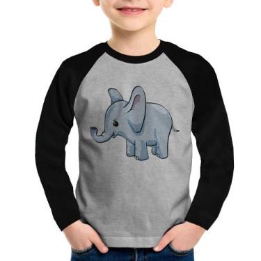 Imagem de Camiseta Raglan Infantil Elefante Bebê Manga Longa - Foca na Moda, Cin