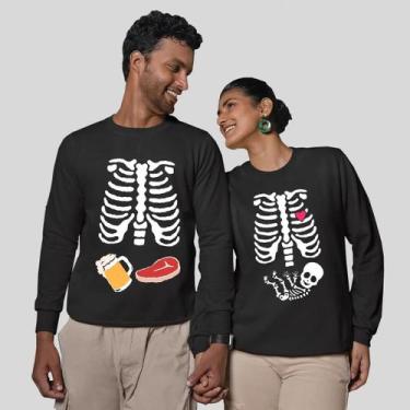 Imagem de Kit 2 Blusas Frio Moletom Careca Sem Capuz Casal Namorados Festa - MP 