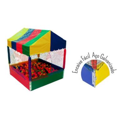 Imagem de Piscina de Bolinhas Infantil 1x1 Slim + 500 BOLAS Coloridas - Casinha 