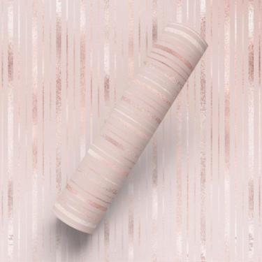Imagem de Papel de Parede Adesivo Tema Linhas Rose Gold Elegante - BAZAR DOS QUA