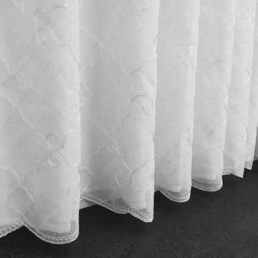 Imagem de Cortina Elegante De Voil Bordado Com Forro Barra Bordada 4,00x2,60 - S