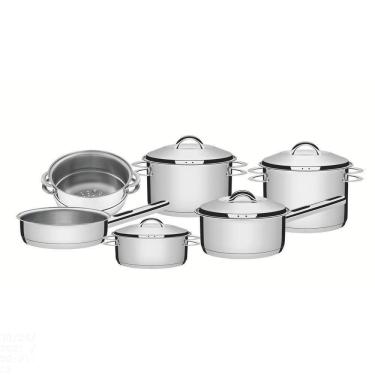 Imagem de Jogo De Panelas Tramontina Solar Em Aço Inox Fundo Triplo 6 Peças Tramontina