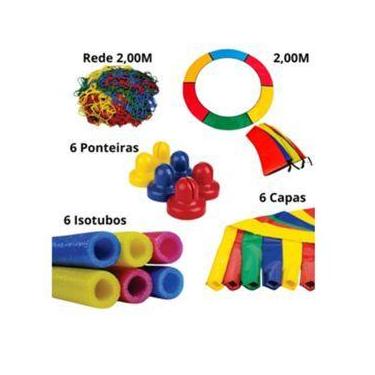 Imagem de Kit Completo Cama Elástica  Protetores de Molas, Rede e Capas Inclusos