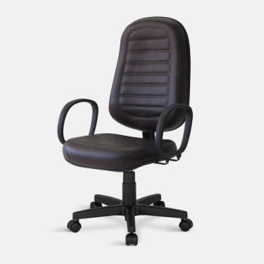 Imagem de Cadeira Presidente Belluno Giratória com Braços Marrom - Flex Cadeiras