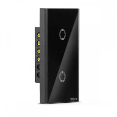 Imagem de Interruptor Steck Smarteck 2 Modulos Touch Wi-Fi Bivolt Preto - Smci2P