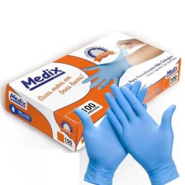 Imagem de Luva Nitrílica de Procedimento Azul P Sem Pó 100 Unidades Medix