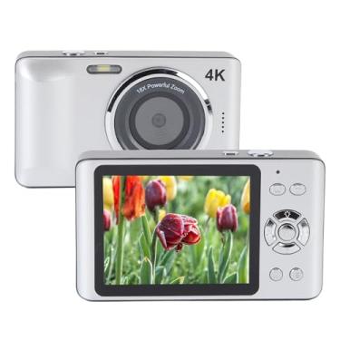 Imagem de Câmera Digital 4K, Câmera Vlogging de 64 MP, Zoom Digital 18X Com Foco Automático e Câmera Digital Com Anti-vibração para Adolescentes Adultos Iniciantes, USB Tipo C (SILVER)