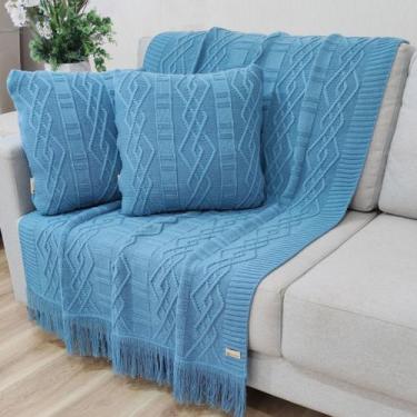Imagem de Manta Xale Tricot para Sofa 150x90cm +2 Capa de Almofada C5 - USUFRUTO