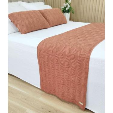 Imagem de Manta Peseira Tricot Cama King 260x60cm +2 Capa de Almofada N1 - USUFR