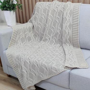 Imagem de Manta Trico Decorativa Sofa 120x150cm Usufruto Tricot cod001, PAPIRO