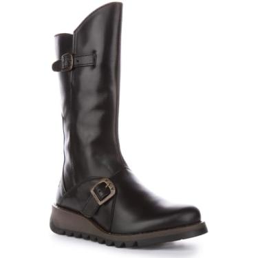 Imagem de FLY London Bota feminina de couro Mes, Preto, 10-10.5