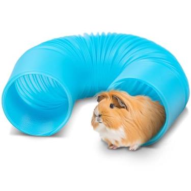 Imagem de Túneis de porquinho-da-índia e tubos de hamster - túneis divertidos para furões - acessórios ideais para gaiola de rato - brinquedos dobráveis para porquinhos da índia para alívio do tédio - azul
