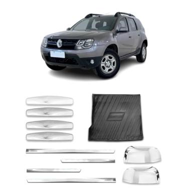 Imagem de Kit Aplique de Maçaneta 4 Portas Par de aplique para o Retrovisor Protetor Bandeja de Pota-Malas Adaptável para Duster 2016 2017 2018 2019 Apliques Cromados